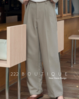 Elastic waist straight trousers