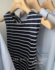 Striped cotton-blend top