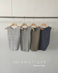 Striped cotton-blend top