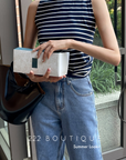 Striped cotton-blend top