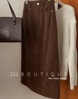 velvet midi skirt