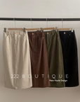 velvet midi skirt