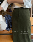 velvet midi skirt