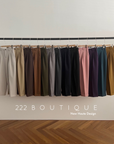 Elastic waist straight trousers