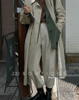 Elastic waist straight trousers