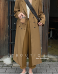 Elastic waist straight trousers