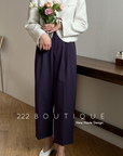 Elastic waist straight trousers