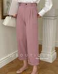 Elastic waist straight trousers