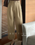 Elastic waist straight trousers