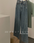 High-waist straight jeans