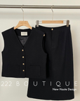 Check wool-blend suit waistcoat