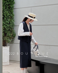 Check wool-blend suit waistcoat
