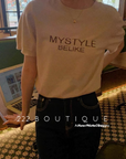 message knit shirt