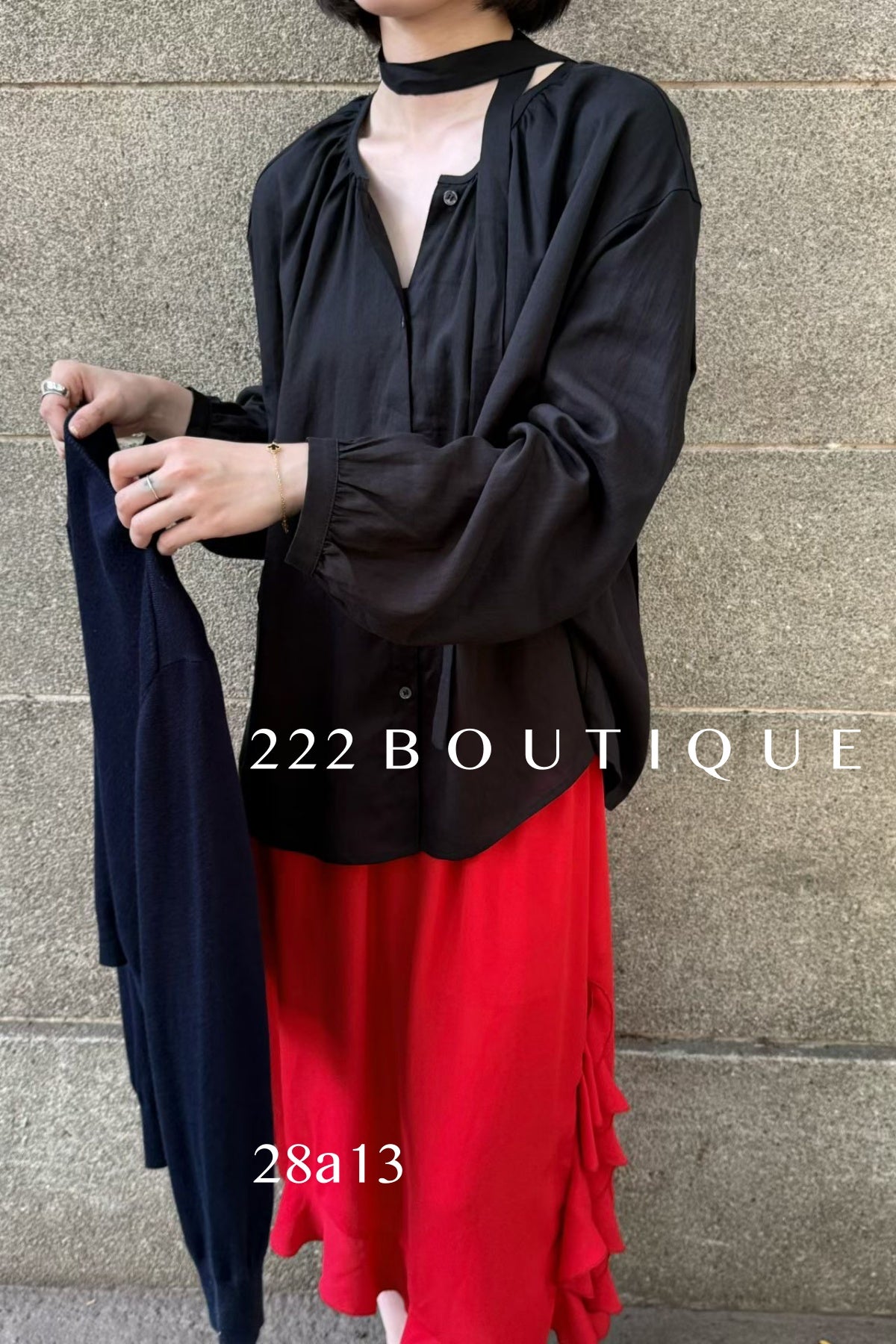 28a13- STAND COLLAR BLOUSE