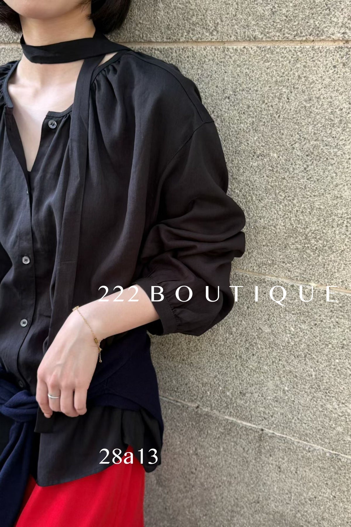28a13- STAND COLLAR BLOUSE