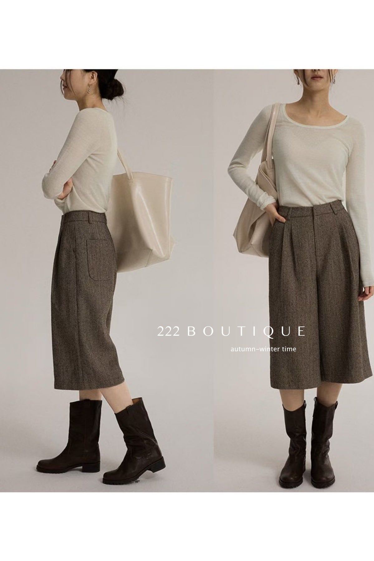 18q14 Basic high-waist wool culottes