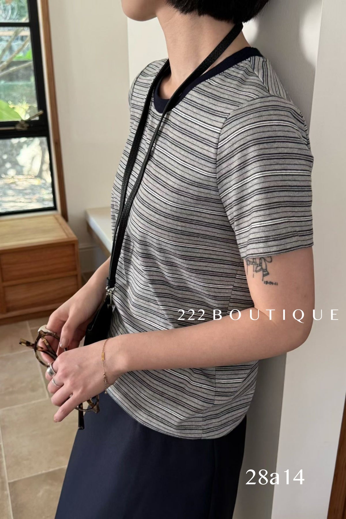 28A14-  STRIPED BASIC TEE