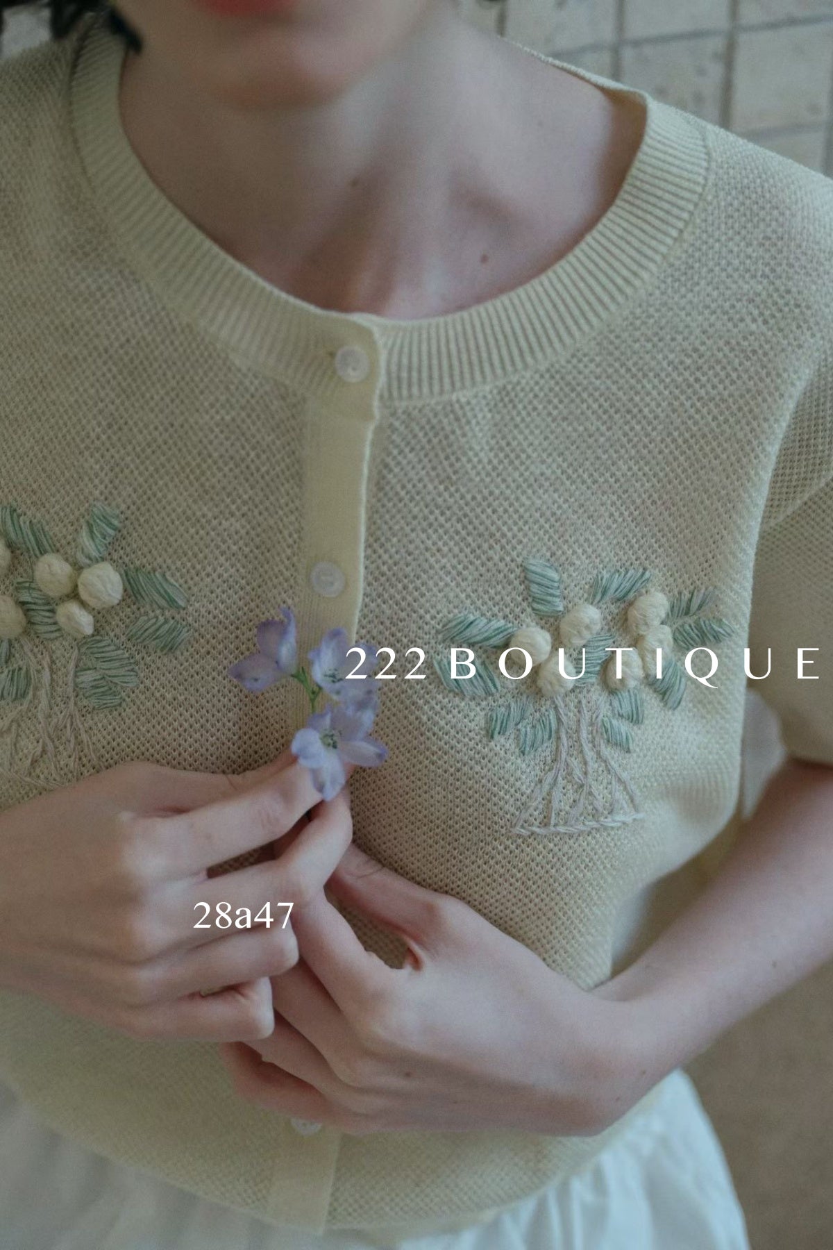 28a47 -  FLORAL KNIT CARDIGAN