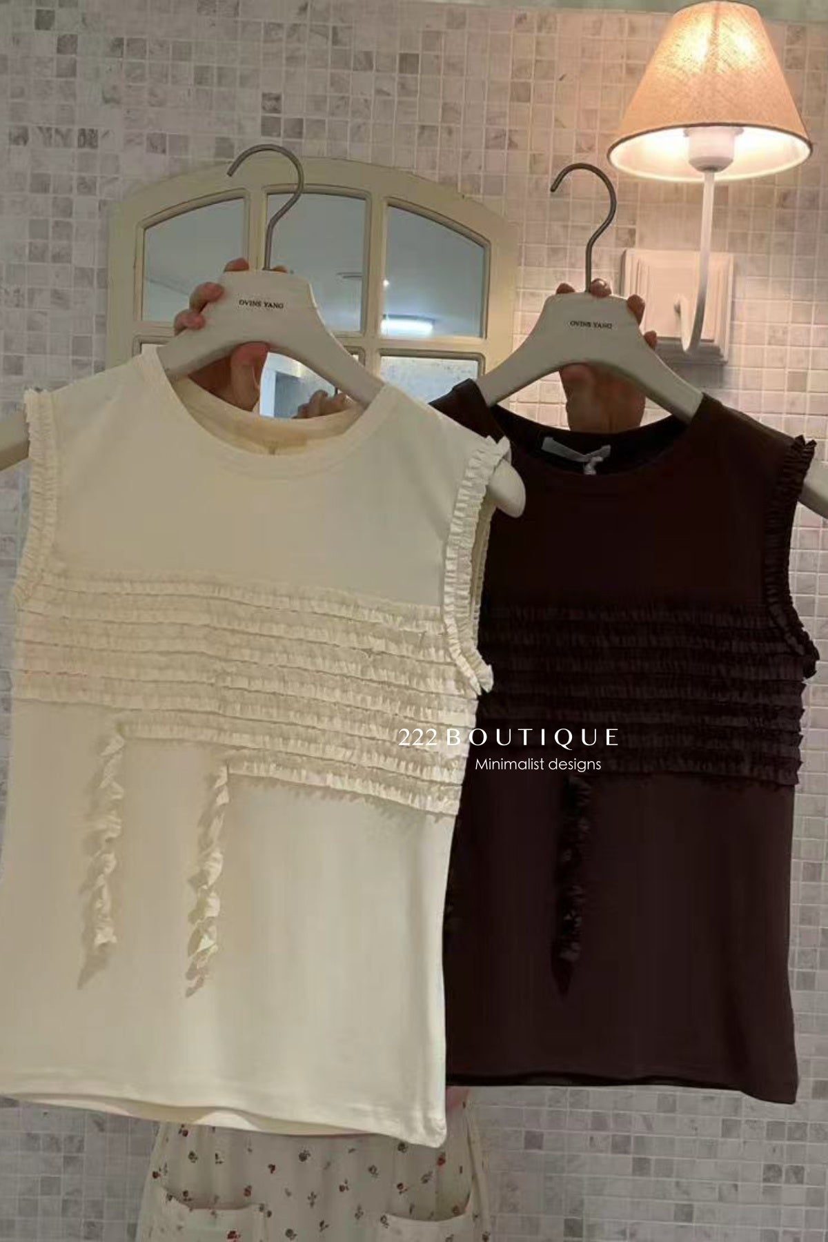 15a75 Pleated ribbon knit top – soft detail, clean silhouette