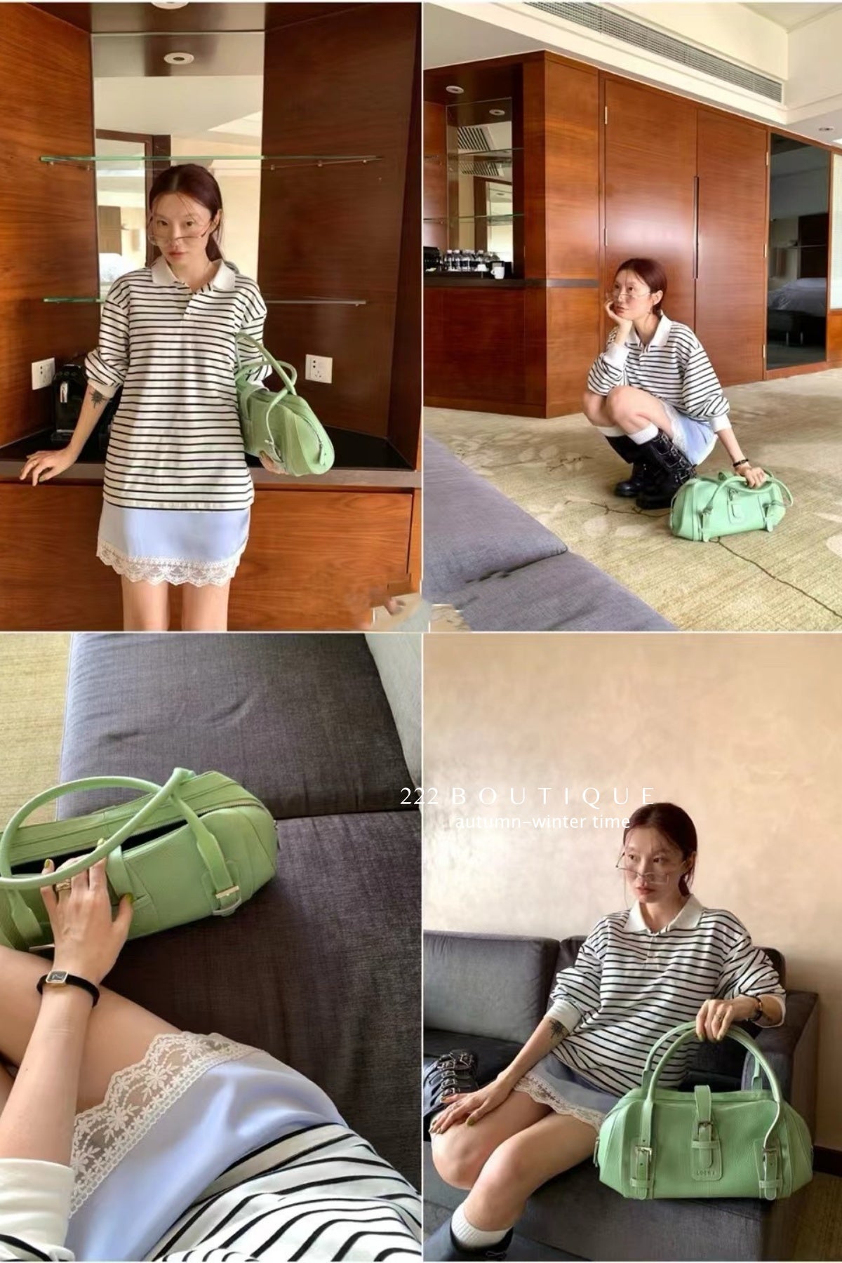 17a83 Long Sleeve Basic Cotton Polo with Stand Collar