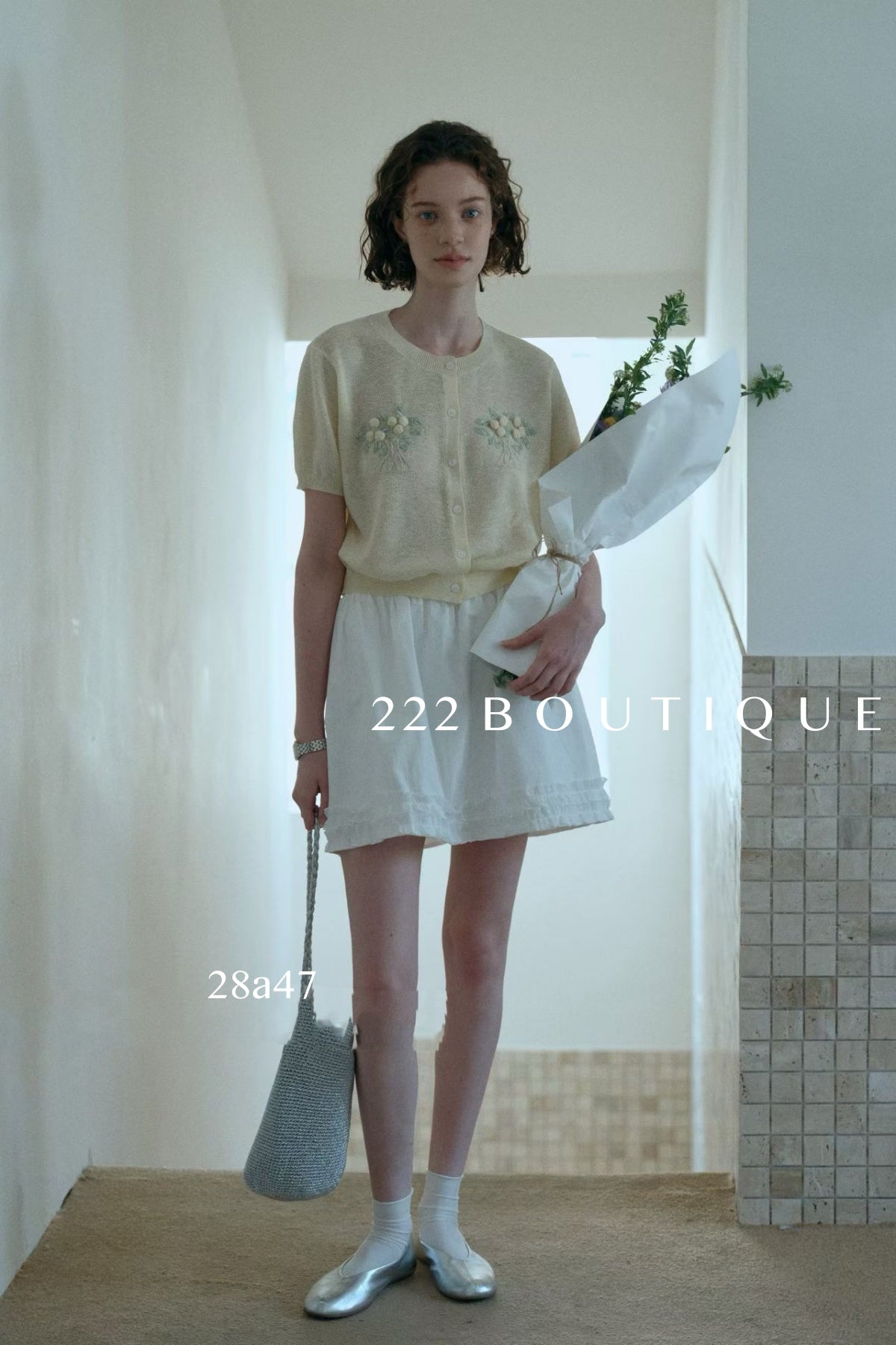 28a47 -  FLORAL KNIT CARDIGAN