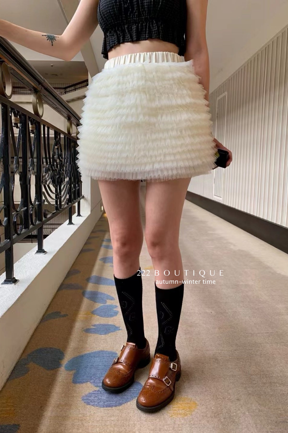 17v10 Tiered pleated mini skirt