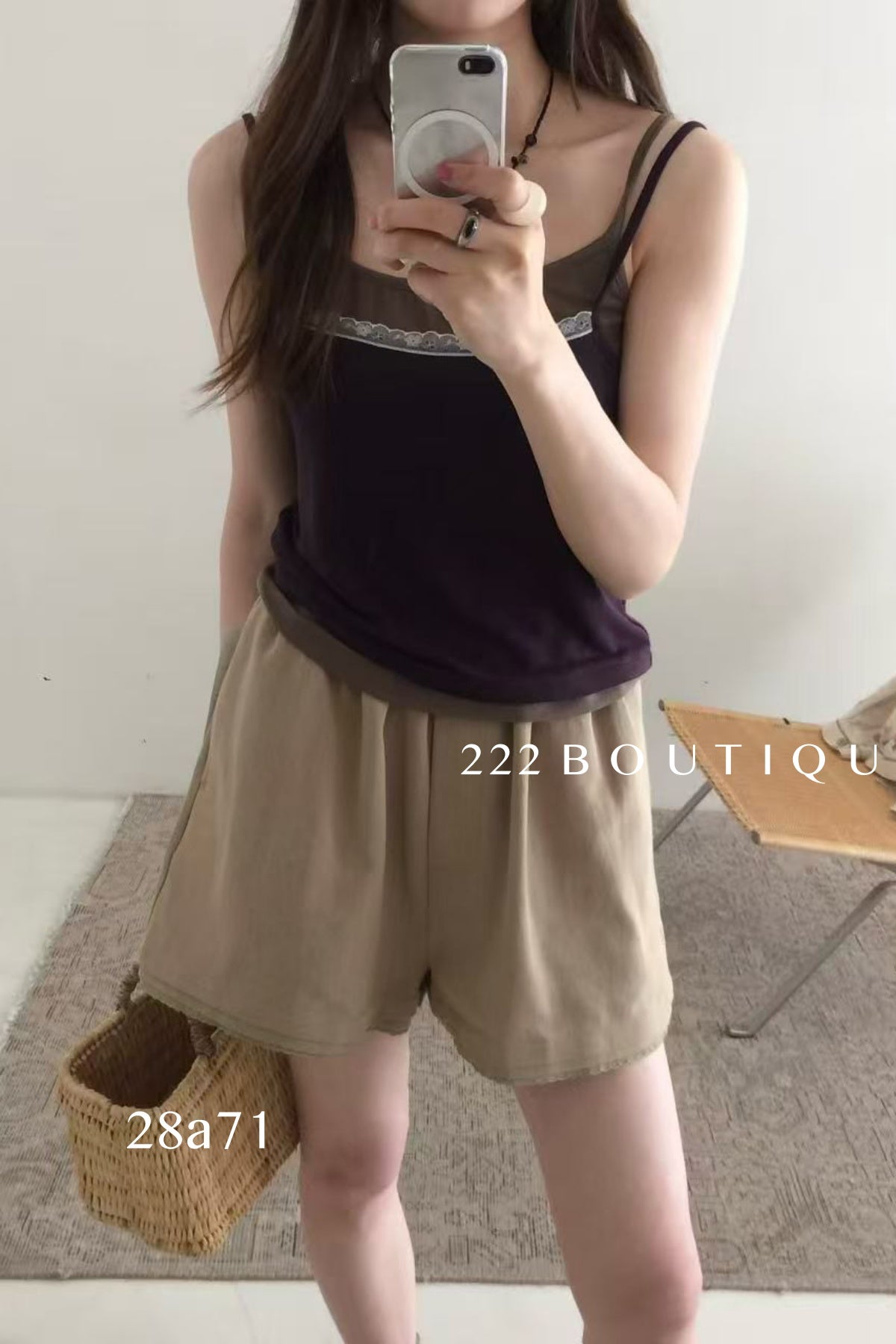28a71 - CONTRAST KNIT CAMI