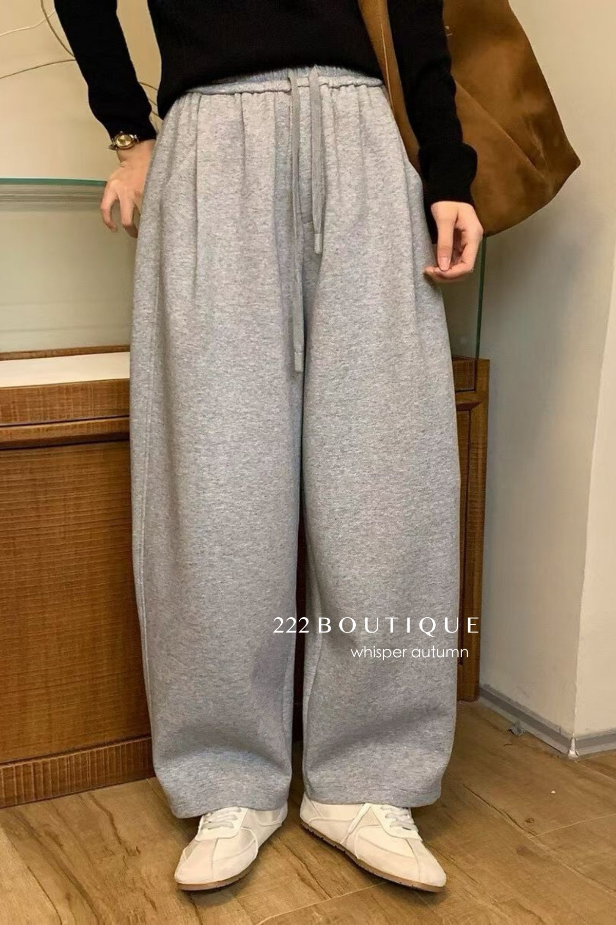 17q7 Basic cotton baggy trousers