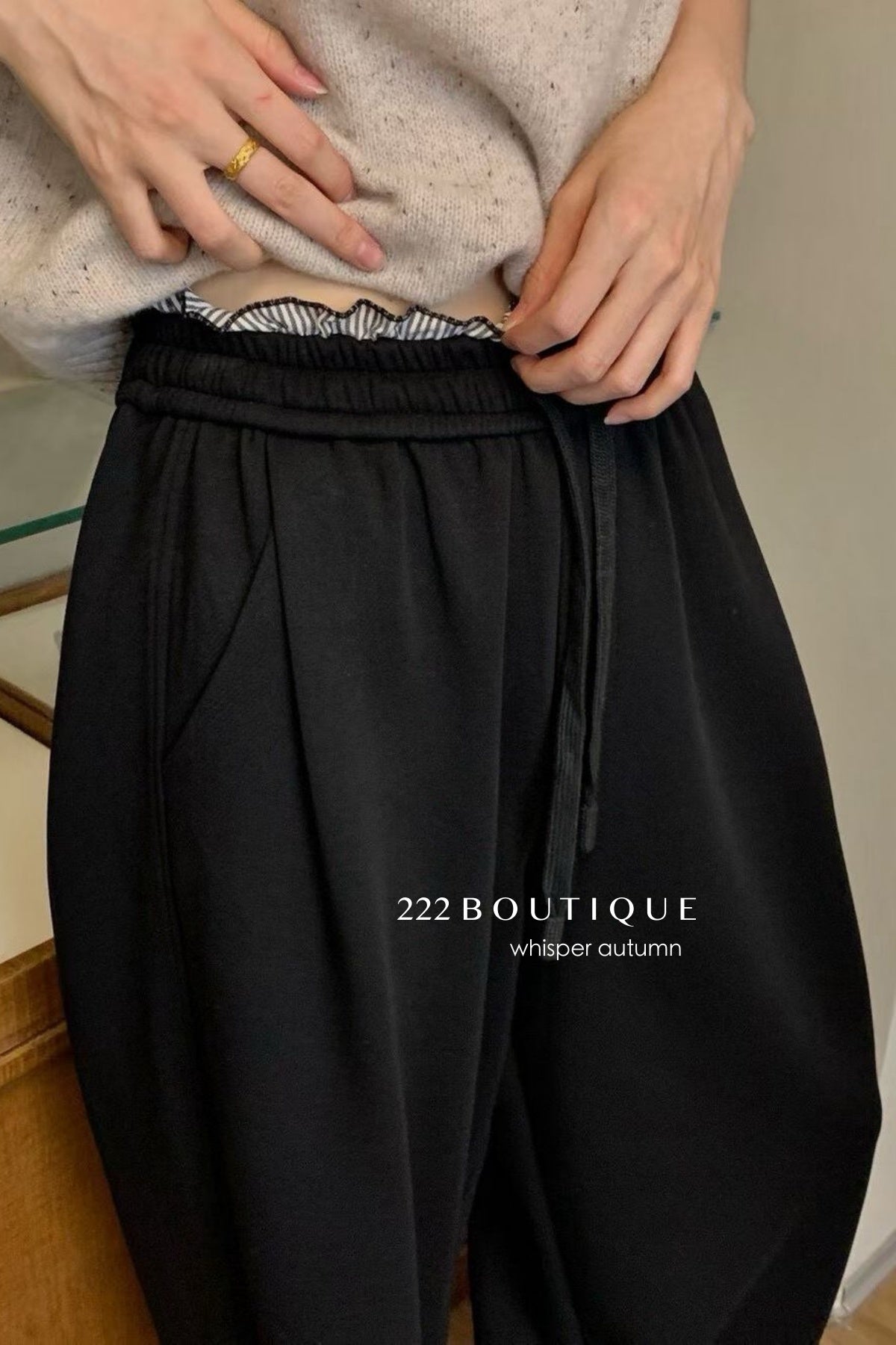 17q7 Basic cotton baggy trousers