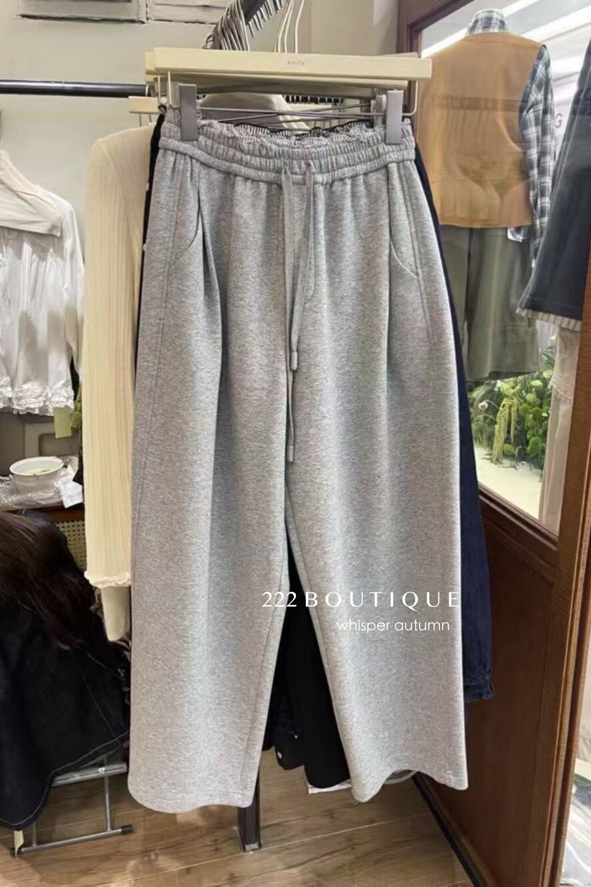 17q7 Basic cotton baggy trousers