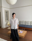 17a11 Basic silk-blend shirt with lace-trimmed Peter Pan collar