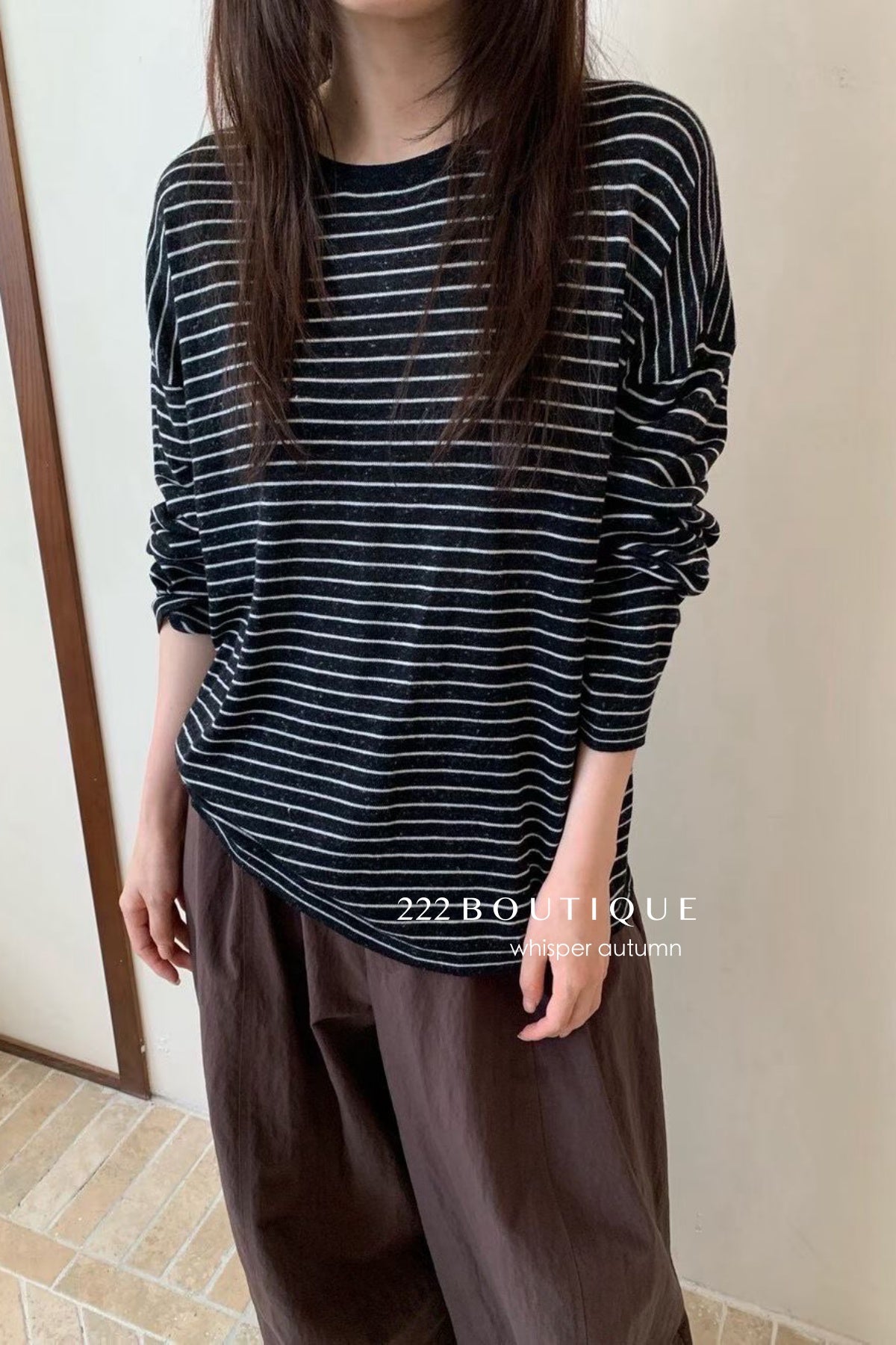 17a16. Basic long-sleeve striped T-shirt
