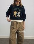 17a17 Cropped printed sweater