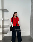 16q34 Basic elastic-waist khaki trousers