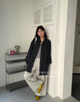 16q34 Basic elastic-waist khaki trousers