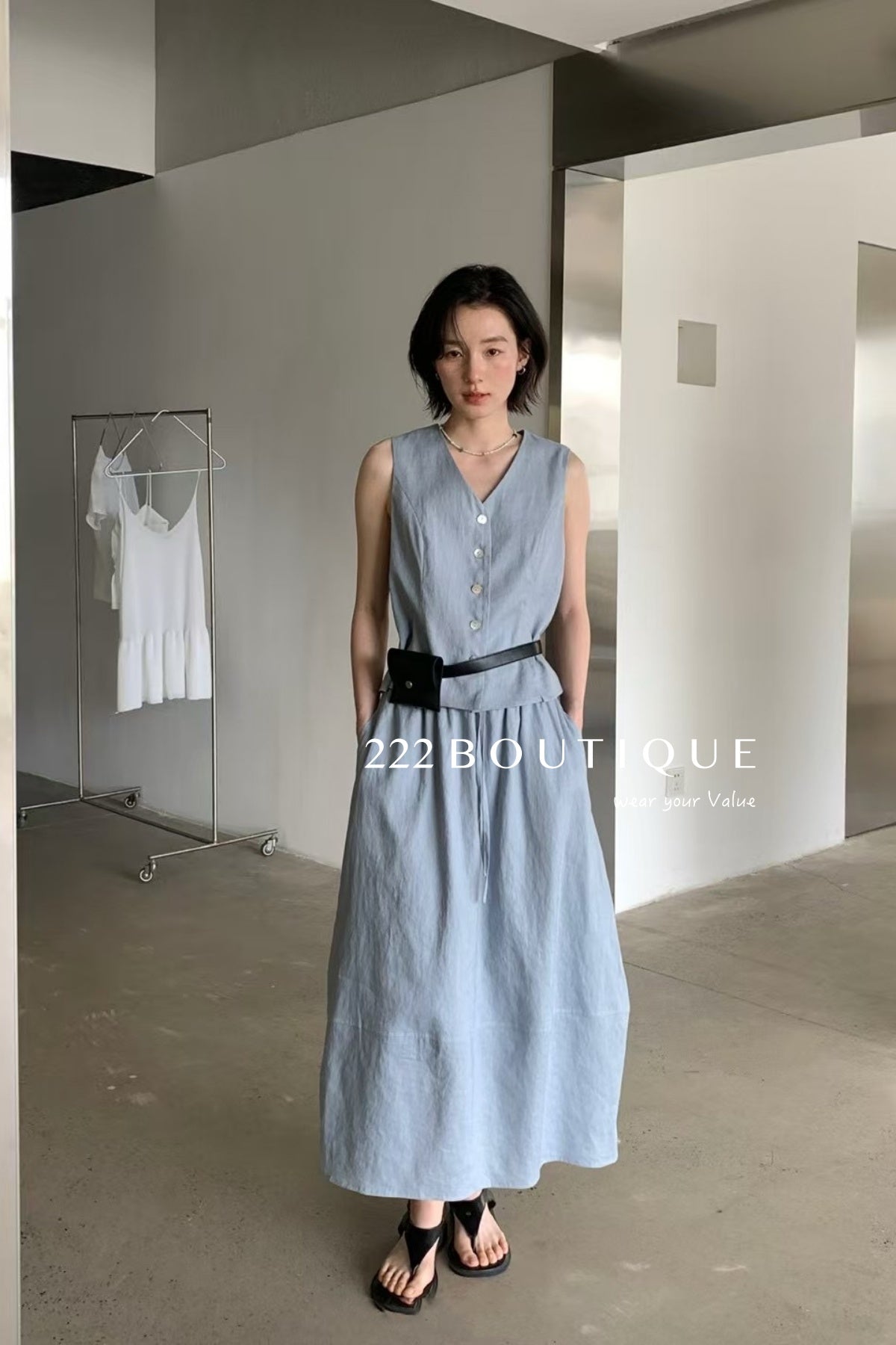 13v60 Linen midi skirt – pastel palette