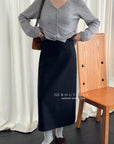 17v12 Poly pencil midi skirt