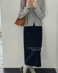 17v12 Poly pencil midi skirt