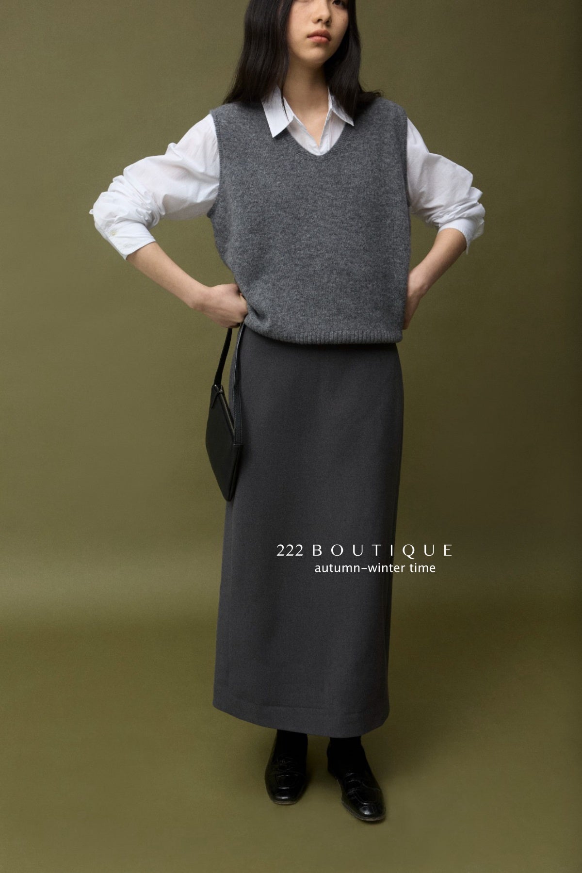 17v12 Poly pencil midi skirt