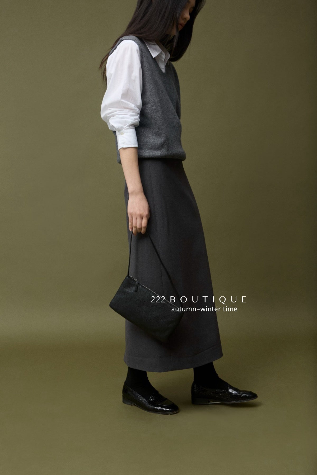 17v12 Poly pencil midi skirt