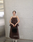 15v16 Textured pinafore dress with lace hem