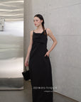 13v12 Linen strappy dress with back cut-out