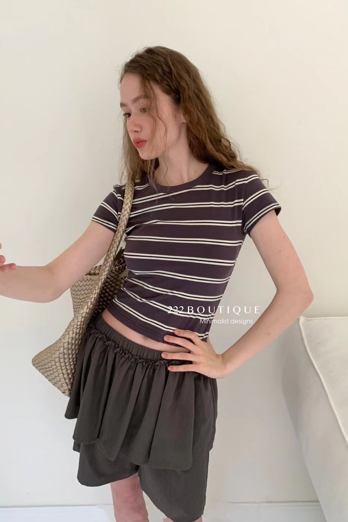 15a74 Striped fitted tee – stretch cotton essential