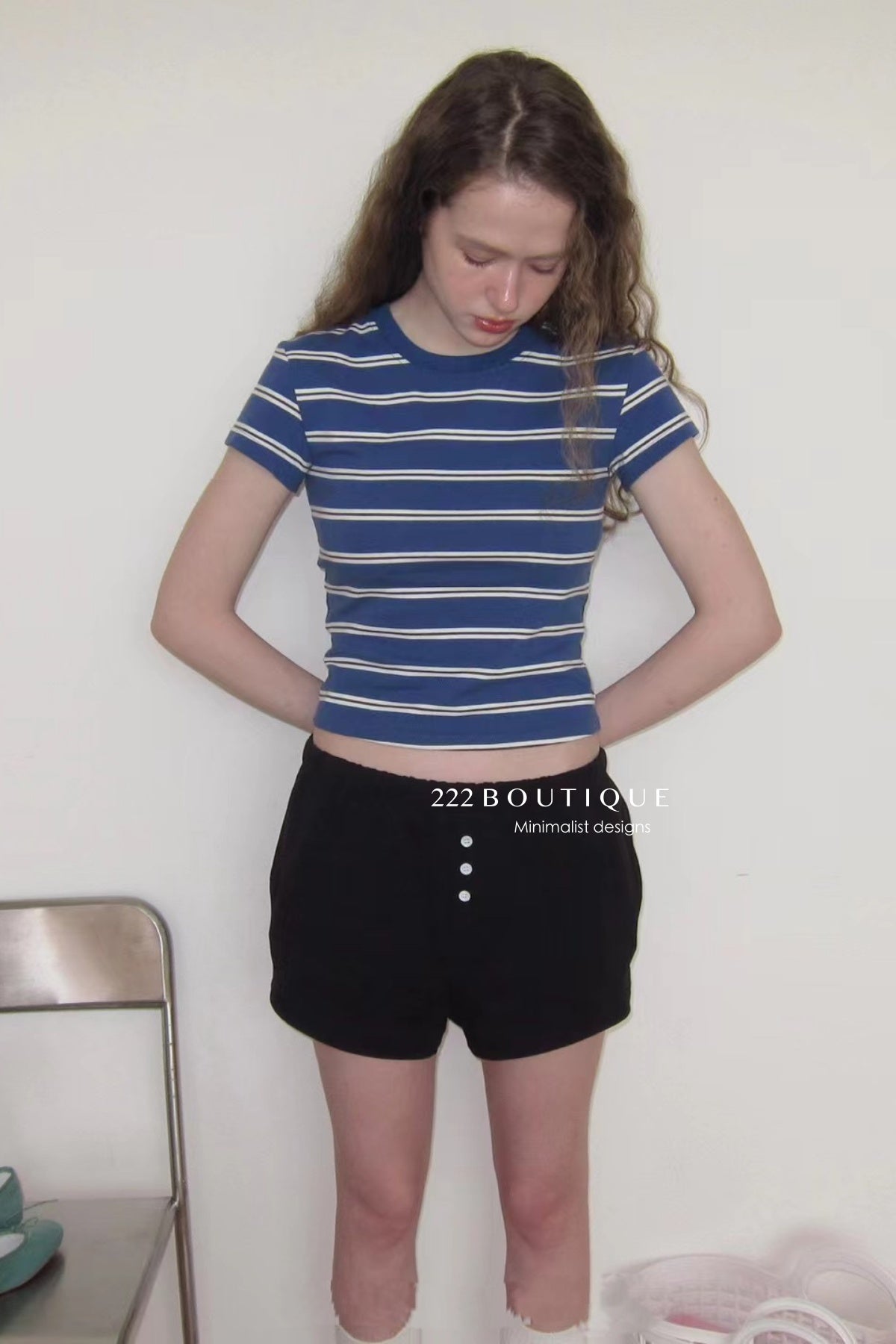 15a74 Striped fitted tee – stretch cotton essential