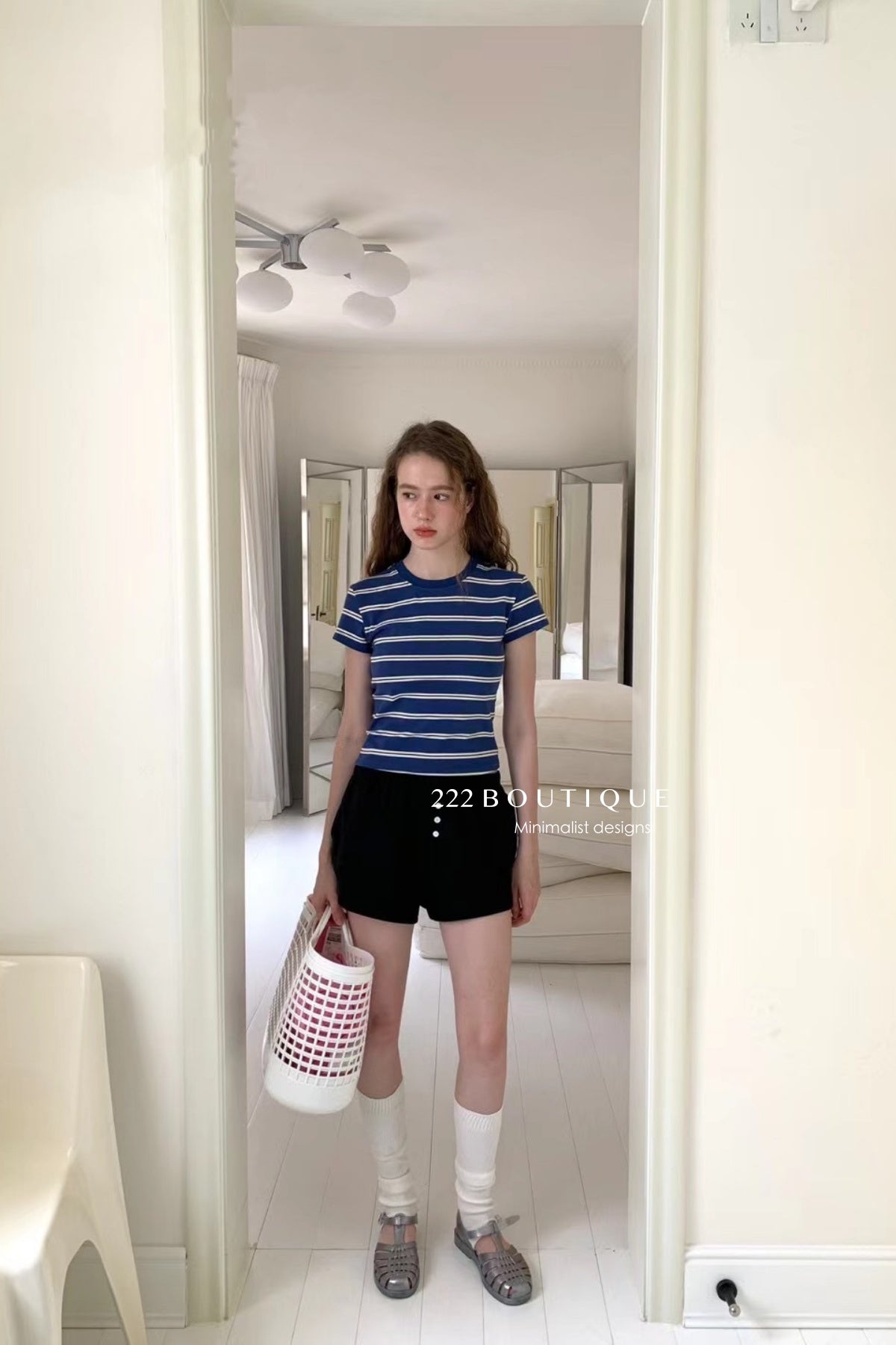 15a74 Striped fitted tee – stretch cotton essential