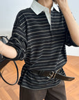 17a32 Striped polo shirt with notch collar