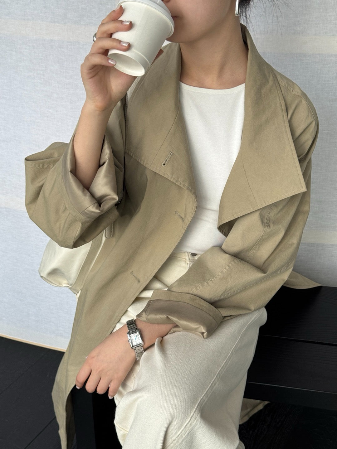 17a33 Trench coat with stand collar