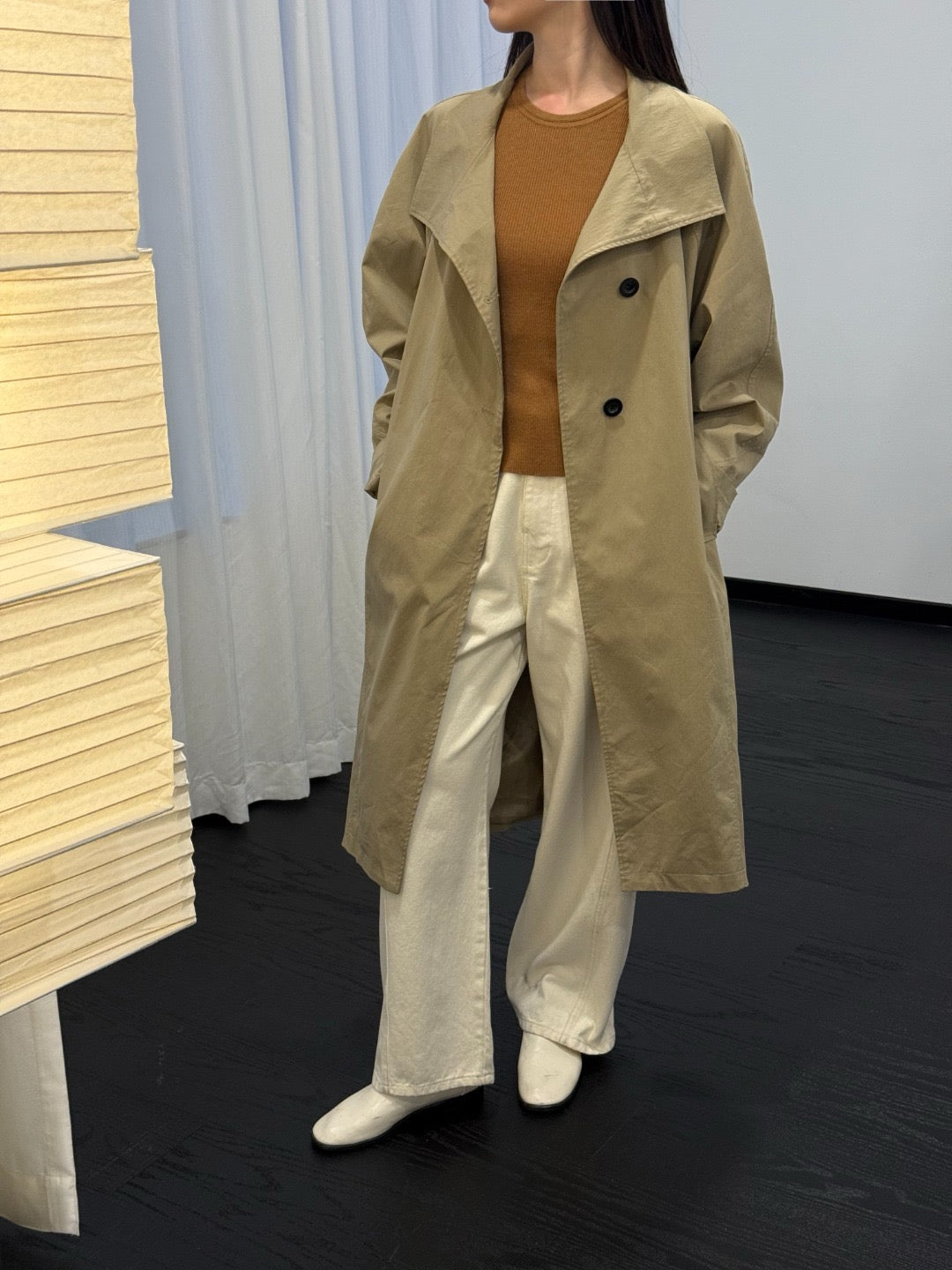 17a33 Trench coat with stand collar