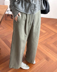 17q24 Basic wool-blend khaki shorts with elastic waist