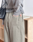 17q24 Basic wool-blend khaki shorts with elastic waist